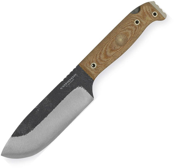 Condor Selknam Natural Canvas Micarta Handle 1075HC Steel Fixed Knife 392151HC