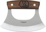 Condor Ulu Walnut Wood 1075HC Fixed Blade Knife w/ Belt Sheath 500760HC