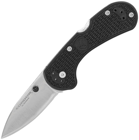 Condor Cadejo Lockback Black Folding 14C28N Sandvik Drop Pt Pocket Knife 80725SK