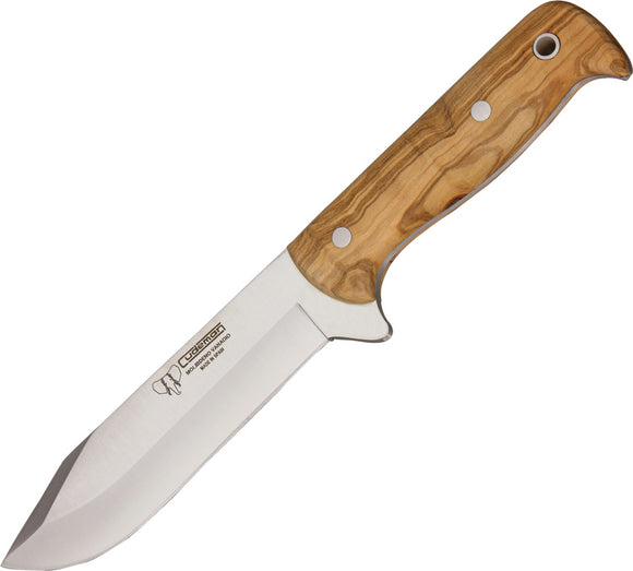 Cudeman Hunter Olive Wood 440 Stainless Fixed Blade Knife w/ Belt Sheath 119L