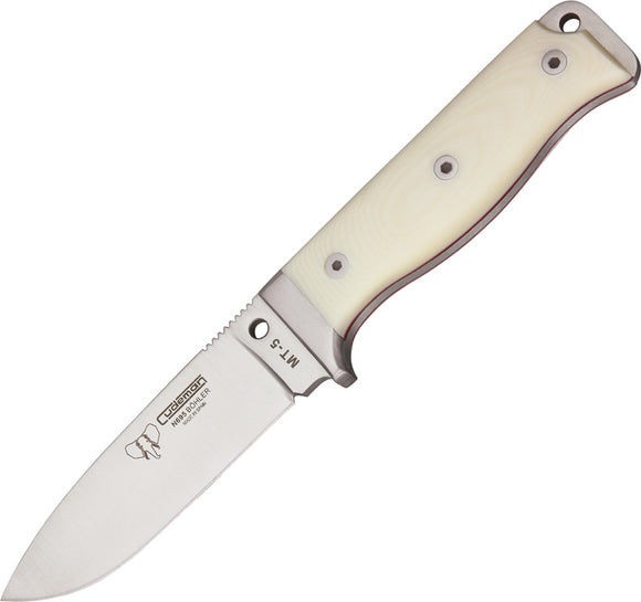 Cudeman MT5 Survival White Micarta Bohler N695 Fixed Blade Knife w/ Sheath 120B