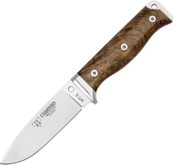 Cudeman MT5 Survival Walnut Wood Bohler N695 Fixed Blade Knife w/ Sheath 120G