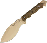 TOPS 13.5" Cuma Tak Ri Coyote Tan Fixed Kukri Blade Green Handle Knife