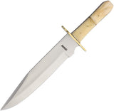 Frost Cutlery Bowie Smooth Bone White Handle Chipaway Fixed Blade Knife