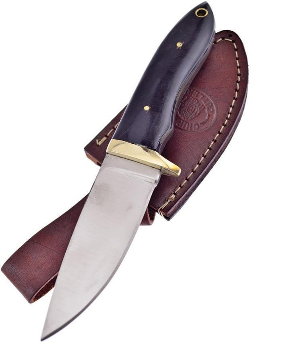 Frost Buck Tail Bowie Buffalo Horn Black Handle Stainless Fixed Knife