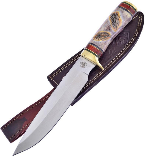 Frost Red Plains Chief Bowie Chipaway Bone Handle Stainless Fixed Knife