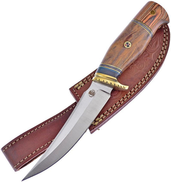 Frost Chipaway War Eagle Brown Natural Wood Handle Stainless Fixed Knife