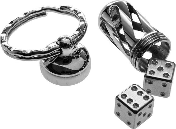 Lion Steel Pair of Dice Acorn AISI Stainless w/ Key Chain Container