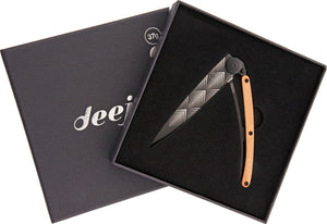 Deejo Black Tattoo Art Deco 37g Juniper handle Folding knife 042
