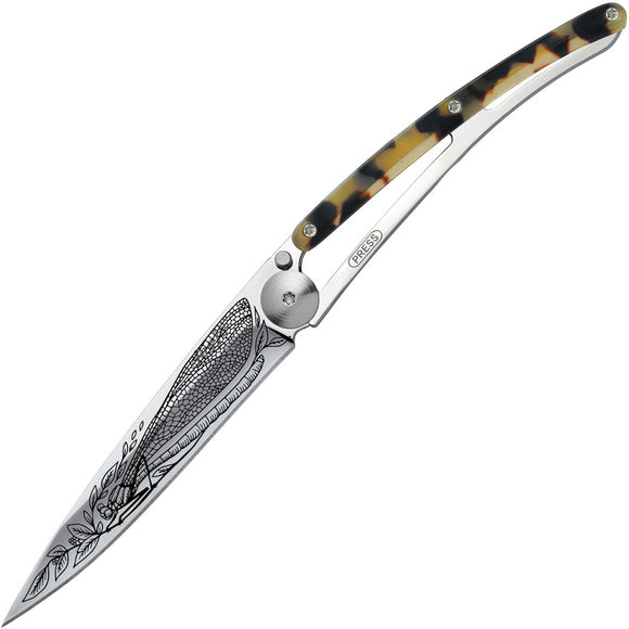 Deejo Tattoo Linerlock 37g Dragonfly  Folding Pocket Knife 1ac104