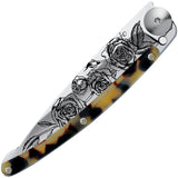 Deejo Tattoo Linerlock 37g Roses Folding Pocket Knife 1ac105