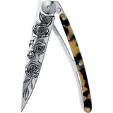 Deejo Tattoo Linerlock 37g Roses Folding Pocket Knife 1ac105