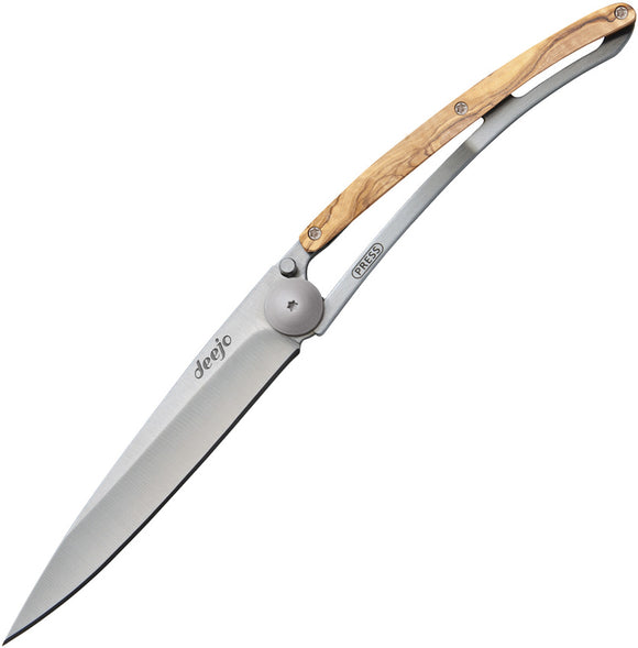 Deejo Linerlock 37g Olive Wood Folding Pocket Knife 1cb001