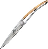 Deejo Tattoo Linerlock 37g Lucky Olive Wood Folding Pocket Knife 1cb069  -On Sale