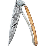 Deejo Tattoo Linerlock 37g Van Life Olive Wood Handle Folding Pocket Knife 1cb070