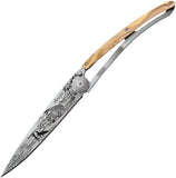 Deejo Tattoo Linerlock 37g Van Life Olive Wood Handle Folding Pocket Knife 1cb070