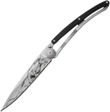 Deejo Tattoo Linerlock 37g Bull Ebony wood handle Folding Pocket Knife 1cb072