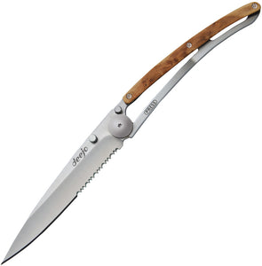 Deejo One Hand Titanium Juniper 37g Wood handle Combo Folding Knife 1cb502