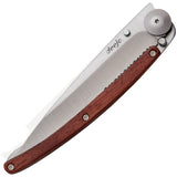 Deejo Tattoo Linerlock 37g Coralwood partially serrated Folding Pocket Knife 1cb505