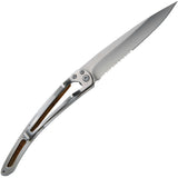 Deejo Tattoo Linerlock 37g Tribal Juniper wood serrated Folding Pocket Knife 1cb512