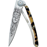 Deejo Tattoo Linerlock 37g Lion Folding Pocket Knife 1cc200