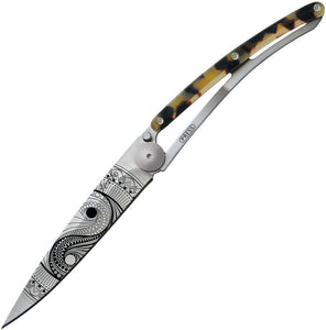 Deejo Tattoo Linerlock 37g Yin Yang Folding Pocket Knife 1cc201