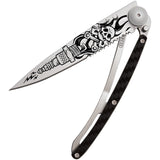 Deejo Tattoo Linerlock 37g Biker Carbon Fiber Folding Pocket Knife 1cc511
