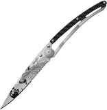 Deejo Howling Tattoo Linerlock 37g Carbon Fiber Folding Z40C13 Knife 1CC597