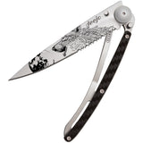 Deejo Howling Tattoo Linerlock 37g Carbon Fiber Folding Z40C13 Knife 1CC597