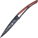 Deejo Tattoo Linerlock 37g Astrology BLK Folding Blade Wood Handle Knife 1GB124