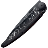 Deejo Tattoo Linerlock 37g Science Ebony wood Folding Pocket Knife 1gb155  -On Sale