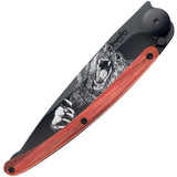 Deejo Linerlock 37g Red Grizzly Red Beech wood Folding Pocket Knife 1gb157