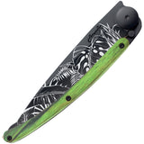 Deejo Tattoo Linerlock 37g Jungle Green Beech Wood Folding Pocket Knife 1gb161  -On Sale