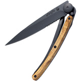 Deejo Linerlock 37g Olive Wood Partially serrated Folding Pocket Knife 1gb501