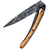 Deejo Tattoo Linerlock 37g Hunting Olive Wood Folding Pocket Knife 1gb512