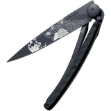 Deejo Tattoo Linerlock 37g CF Howl Carbon Fiber Folding Pocket Knife 1gc104