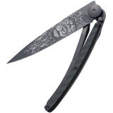 Deejo Tattoo Linerlock 37g CF Lion Carbon Fiber Folding Pocket Knife 1gc106