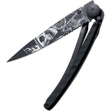 Deejo Tattoo Linerlock 37g Ride or Die partially serratedCarbon Fiber Folding Pocket Knife 1gc511