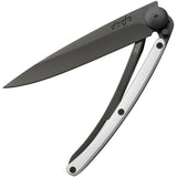 Deejo Tattoo Linerlock 37g White Gold Framelock Folding Black Pocket Knife gm011