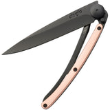 Deejo Tattoo Linerlock 37g Rose Gold Framelock Folding BlackPocket Knife gm012