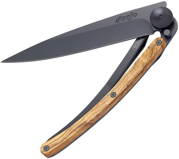 Deejo Giant 390g Black Linerlock Olive Tree Wood Handle Folding Knife 3GB001