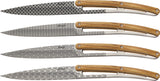 Deejo Steak Knives Geometry Olive Wood Set of 4 Stainless 9" 4AB013