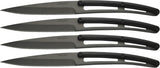 Deejo 4pc Bistro Titanium Fixed Blade Black Handle Steak Knives Set 4FP001