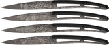 Deejo Set of 4 Steak Fixed Titanium Blossom Blade Black Paperstone Knives 4FS020