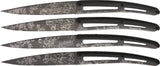 Deejo Set of 4 Steak Fixed Titanium Toile De Jouy Blade Paperstone Knives 4FS021