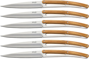 Deejo Steak Knife Set of 6 Kitchen Olive wood Knives 6ab001