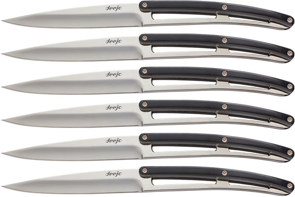 Deejo Steak Knife Set of 6 Ebony Kitchen knives 6ab004