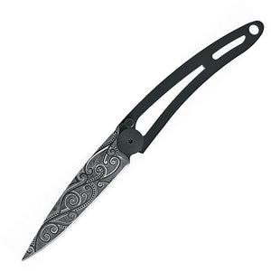 Deejo Naked Series 15g Linerlock Black Pacific Tattoo Folding Knife 7GN141