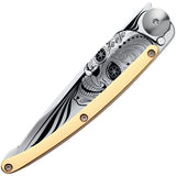 Deejo Tattoo Linerlock 27g Skull Framelock Folding Pocket Knife am021