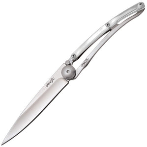 Deejo White Linerlock Folding Pocket Knife - 27 Gram  Mirror Polished Finish - 9AP001